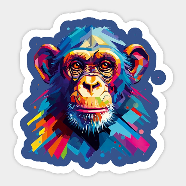Chimpanzee in Bright Colours Sticker by Geminiartstudio